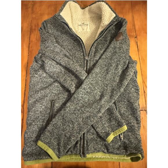 Hollister by Abercrombie Men Sherpa Lined Full Zip Sweater Size Medium Y2K - Picture 6 of 10